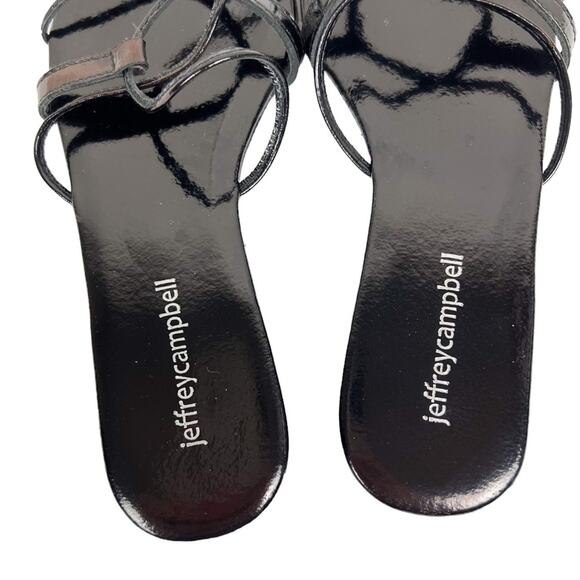 Jeffrey Campbell Black Patent Leather Square Toe Strappy Addison Sandals Size 6 - Picture 5 of 8
